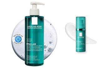 La Roche Posay Effaclar Set mit Mikro-Peeling Reinigungsgel & A.Z. Gel-Creme, Pflegeset zur Milderung von Unreinheiten, Reinigung und Glättung, Für fettige, zu Akne neigende Haut, 400ml + 40ml