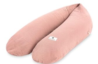 Julius Zöllner Stillkissen Musselin | Schwangerschaftskissen, Seitenschläferkissen & Lagerungskissen in einem | 100% Baumwolle, Oeko-TEX Standard 100 | Dusty Rose