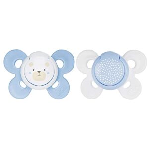 Chicco PhysioForma Comfort Schnuller 2-6 Monate, Baby Schnuller mit Silikonsauger, unterstützt die physiologische Atmung und die richtige Mundentwicklung, blau in verschiedenen Farben, 2 Stück