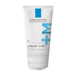 La Roche Posay Lipikar Balsam AP+Max Bodylotion, Rückfettende Körpercreme für trockene, zu Neurodermitis neigende Haut, Stärkt das Mikrobiom, Mildert Juckreiz und Spannungsgefühle, 200 ml