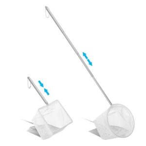 Tyqour 2 Stück Kescher Aquarium Fischnetz Mini Aquarium Kescher Klein mit Ausziehbarem Metallgriff,Garnelen Fangnetz Fischernetz Kleines Aquarienkescher für Fischbecken Kleine Teiche Pools 8/10cm