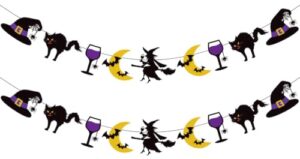 Koboko 2 Stück Halloween Girlande, Hexe Fledermaus Deko Halloween Party