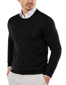 COOFANDY Pullover Herren mit Rundhals Schwarz L