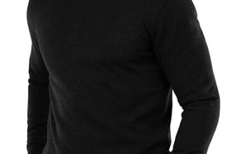 COOFANDY Pullover Herren mit Rundhals Schwarz L