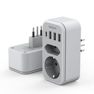 TESSAN Adapter Italien Steckdose, 6 in 1 Reiseadapter