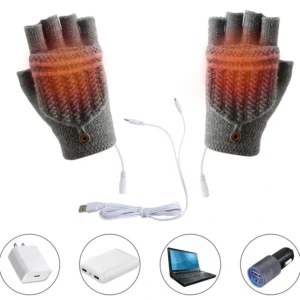TENGOO 1 Paar beheizte Handschuhe Fäustlinge Stricken Fingerlose bequeme Winterhandschuhe für drinnen oder draußen für M