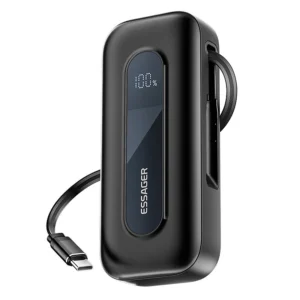 NACHRICHT FS01 20W 10000mAh Digitalanzeige Machtbank Mit integriertem ausziehbarem Type-C Kabel Externer Akku mit 2 Eing
