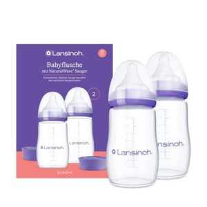 Lansinoh Babyflaschen mit NaturalWave Sauger M, 240 ml, 2 Stück