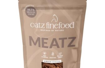 catz finefood Meatz Katzen Leckerlies Hirsch N° 9 – knusprige Streifen aus Hirschfleisch – gegrillt und getrocknet – Katzensnack ohne Zucker, getreidefrei, 45g