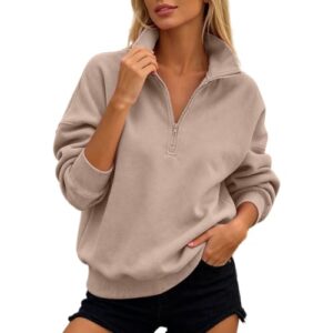 Generisch Sweatshirt Damen ohne Kapuze Leichte Winterpullover Damenpullover Oversized Pullover Elegant Sweater Übergangs Streetwear Pulli Basic Langarmshirt