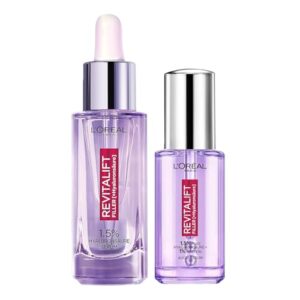 L’Oréal Paris Gesichtspflege Set, Anti-Aging Gesichtsserum und Augenserum, Mit 1,5% purer Hyaluronsäure, Vitamin C und Koffein, Anti-Falten Routine für jede Haut, Revitalift Filler, 2-teilig