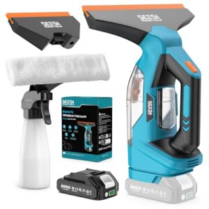 Fenstersauger Set mit 60 Minuten Akkulaufzeit, Fensterreiniger Elektrisch mit 28cm+17cm Saugdüse & 150ml Wassertank, 2000mAh Akku, Geeignet für Fenster, Fliesen und Spiegel