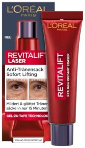 L’Oréal Paris Anti-Tränensack Sofort Lifting – Effektiv gegen Tränensäcke, Fältchen und Schwellungen – strafft und glättet in nur 15 Minuten – Revitalift Laser, Anti-Eye Bag, Anti-Aging, 1 x 15 ml