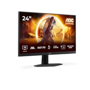 AOC 24G4HRE 24 Zoll FHD Gaming Monitor, 200Hz, Fast IPS Panel, 1ms GtG, HDR10, G-Sync Compatible, Lautsprecher,(1920×1080 HDMI 2X 2.0) Schwarz