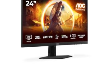 AOC 24G4HRE 24 Zoll FHD Gaming Monitor, 200Hz, Fast IPS Panel, 1ms GtG, HDR10, G-Sync Compatible, Lautsprecher,(1920×1080 HDMI 2X 2.0) Schwarz