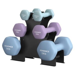 SONGMICS Kurzhantel Set, Hexagon, mit Hantelständer, PVC-Beschichtung