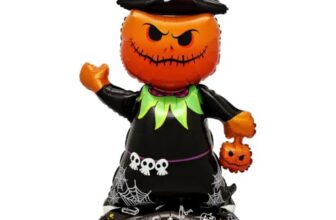 DazzJoy Halloween Kürbis Folienballon Stehend, XXL Luftballon Kürbis Deko Halloweens, Horror Halloween Deko Outdoor Kürbisse Luftballons, Horror Kürbisse Ballon Stehender für Fenster, Tür & Wanddeko
