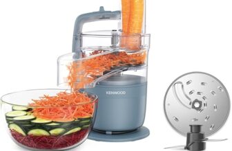 Kenwood MultiPro Compact – Kompakte Küchenmaschine mit Express Serve, Edelstahlmesser, Schneid- und Raspelscheiben, Pulse-Funktion, Blau (FDP23.130GY)