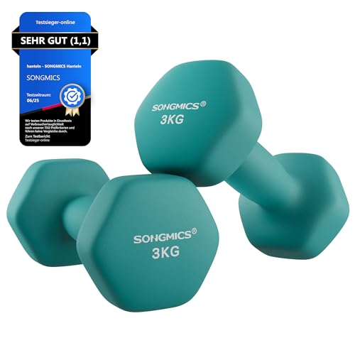 SONGMICS Hanteln, 2 x 3 kg, Hexagon Kurzhanteln, PVC-Beschichtung