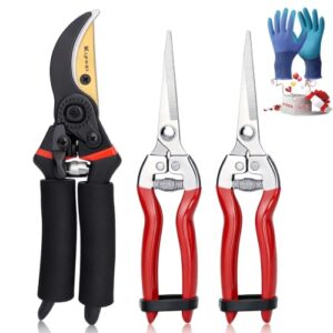 Kynup Gartenschere Set, Rosenschere mit handschuhen, Ernteschere Garten