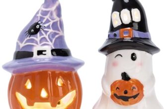 Valery Madelyn 2er Set Halloween Deko mit Farbwechselnden Lichtern 10cm