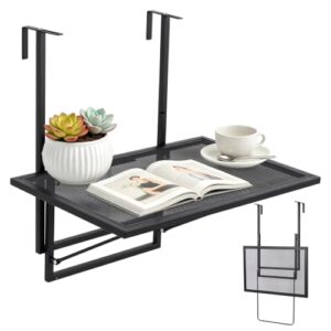 papasbox Balkontisch Klappbar Hängetisch 60 x 40cm 5-Fach Höhenverstellbarer Klappbarer Balkonhängetisch | Klapptisch Balkongeländer Hängend zum Einhängen für Balkon Terrasse