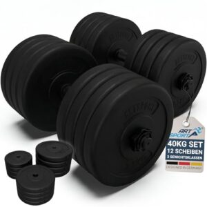 ArtSport Hanteln Set 40 kg – Hantel mit Gewichten & 4 Sternverschlüssen, 2 verstellbare Kurzhanteln für effektives Krafttraining Zuhause