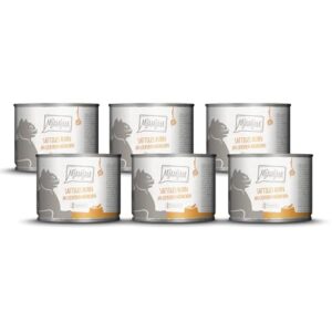 MjAMjAM – Premium Nassfutter für Katzen – saftiges Huhn an leckeren Möhrchen, 6er Pack (6 x 200 g), getreidefrei mit extra viel Fleisch