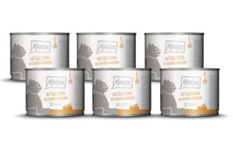 MjAMjAM – Premium Nassfutter für Katzen – saftiges Huhn an leckeren Möhrchen, 6er Pack (6 x 200 g), getreidefrei mit extra viel Fleisch