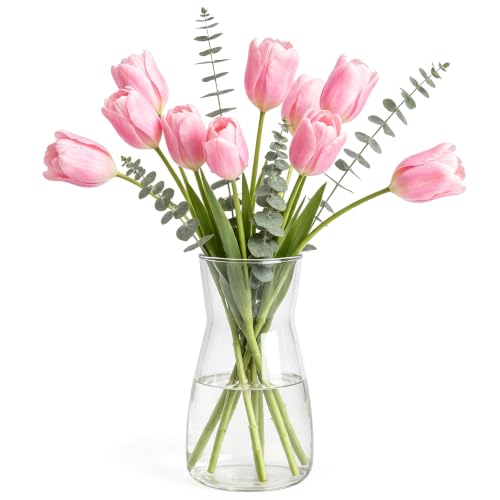 Der Rose Glasvase 20 cm, Transparente Blumenvase für Blumensträuße