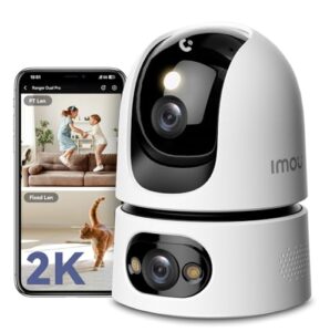 Imou 2K+2K Dual Kameras Überwachung Innen mit Mensch/Tier, 2.4/5GHz WLAN 360° PTZ Überwachungskamera Innen, Farbnachtsicht, Smart Tracking, 2-Wege-Audio, Sirene,Modus Privat,Ideal für Baby/Haustier