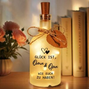 Hiipeefeel Oma und Opa Geschenk Geburtstag, LED Flaschenlicht