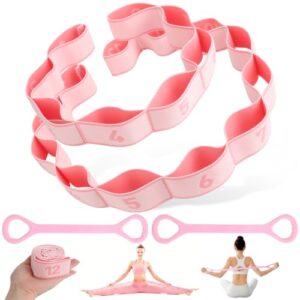 Yoga Stretching Gurt, 4 Stück, mit 12 Schleifen 8 Schleifen, Rutschschutz
