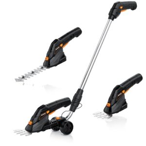 Brandson – Grasschere mit Akku inkl. Teleskopstange/Stiel – elektrische Rasenschere Strauchschere kabellos 2000mAh Akku – 1 x Grasmesser und 1 x Strauchmesser – Rasenkantenschneider – Rasentrimmer 7