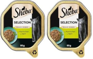 SHEBA Schale Nassfutter für Katzen Selection in Sauce mit Kaninchenhäppchen 2 x 11 x 85g (Packung mit 2)