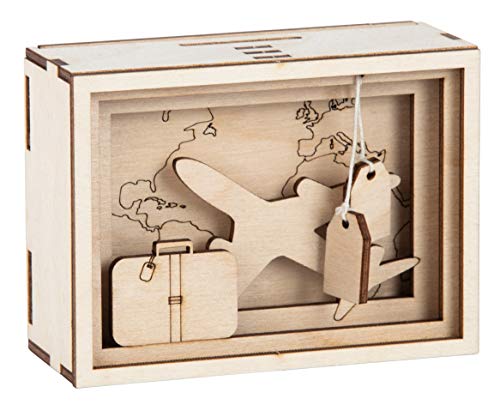 Rayher DIY Geldgeschenk Verpackung „Journey“ für Reise und Urlaub, 3D aus Holz zum Gestalten Geschenkbox, 12-teilig, 11,5×8,5x5cm, Box 1Set, FSC Mix Credit, 62920505, Natur
