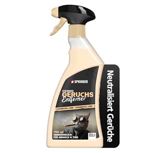SPRINGER CX3000 – – Geruchsentferner 750 ml – – Made in Germany – – Geruchsneutralisierer gegen alle Gerüche wie Katzenurin & Rauch – – Enzymreiniger für Textil, Leder, Polster, etc.