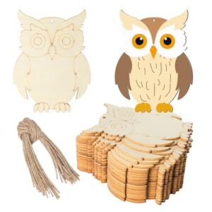 20 Stück stehende Holzanhänger in Eulenform, zum Aufhängen, Holzausschnitt, blanko, Holzscheiben mit Bindfaden, für Halloween, Weihnachten, Erntedankfest, Urlaub, Hochzeit, Geburtstag,