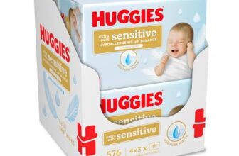 Huggies Pure Extra Care Sensitive Baby-Feuchttücher, 99 Prozent Wasser, ohne Plastik, 12er Pack (4 x 3 Packungen, 576 Tücher), parfümfrei