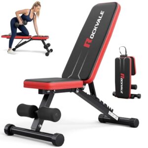 Rockvale 95% Vormontierte Verstellbare Hantelbank für Zuhause, 9-fach Rückenlehnenverstellung, Trainingsbank bis 300 kg Belastbarkeit, Kompakte Schrägbank für Kleine Räume, 1-Sekunden Schnellklappbar