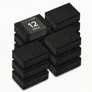 blackswedenhome. SVAMP Schwamm 12 Stück Küchenschwamm Schwarz – Spülschwamm Schwarz, Langlebig und Universell Einsetzbar – Geschirrschwamm, Putzschwamm mit Scheuervlies