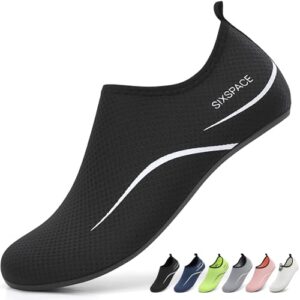 Badeschuhe Damen Herren Wasserschuhe mit rutschfester Sohle (Schwarz 39 EU)