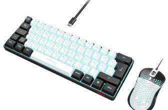 RedThunder K62 60% Verkabelte Gaming Tastatur und Maus Set, QWERTZ DE Layout, Ultraleichte mit Wabenkonstruktion für PC MAC PS5 Xbox Gamer (Weiß – Schwarz)