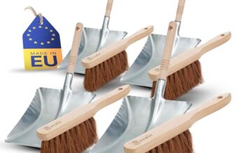 Novaliv 4X Kehrschaufel Set verzinkt Kokosborsten Kehrblech und Handfeger Set Kehrset Kehrgarnitur Dustpan and Brush Handfeger Kokos Kehrwisch Kaminzubehör Kaminbesen Kehrschaufel