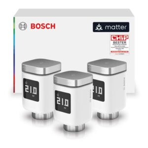 Bosch Smart Home Heizkörper-Thermostat II [+M] 3er Set, smartes Heizkörperthermostat, intelligentes Heizen & Energiesparen, Matter, App-Steuerung, Apple Home, Google Home, Alexa, Controller benötigt