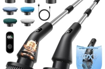 Leebein Elektrische Reinigungsbürste, Neues Spin Scrubber, IPX7 Wasserdichter und 7 Bürstenköpfen, Ausziehbarem Langem Griff und 2 Geschwindigkeiten, Schrubber für Badezimmer, Boden, Küche