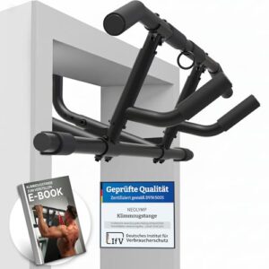 NEOLYMP Premium Klimmzugstange Türrahmen – Türreck mit einstellbarer Höhe, Breite & Tiefe 15–43 cm – Reckstange mit 150 kg Tragkraft – Pull-up Bar ohne Schrauben, einfach in Türrahmen einhängen