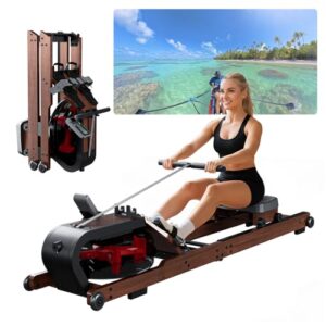 Rudergerät für Zuhause, Aeriflo W200 Hochwertiges Faltbares Wasser Rudergerät aus Massivholz, mit Professionellem Bluetooth-Monitor mit Tablet-Halter & Komfortabler Sitz
