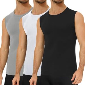 Falechay 3er Pack Unterhemd Herren Ärmelloses Tanktop Schwarz-Weiß-Grau L