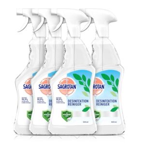Sagrotan Desinfektionsreiniger – Desinfektionsmittel für die tägliche, sanfte Reinigung – 4 x 500 ml Desinfektionsspray für Flächen